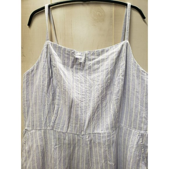 Old Navy Linen Blend Jumpsuit 2X Blue White Stripe Square Neck, Spaghetti Straps - Picture 4 of 11